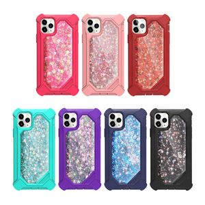 Glitter Liquid Bling Quicksand Cases Floating Sparkling Heavy Duty Military Grade stockskydd för iPhone 14 13 12 11 Pro XR XS Max X 8 Samsung S20 S21 S22 Ultra