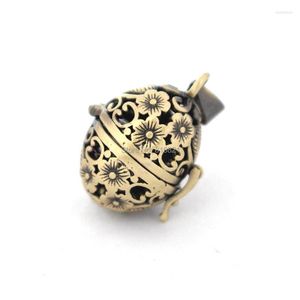 Hänghalsband Vintage Filigree Locket Cage Oval Flower Brass Metal Essential Oil Diffuser DIY Making Antique Bronze Tone Borsted