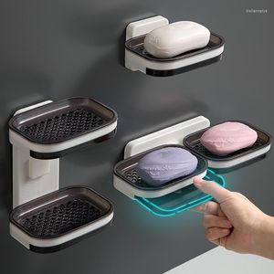 Soap Dishes Single/Double Layer Box Drain Sponge Holder Storage Rack For Bathroom Accessories Toiletries Organizer