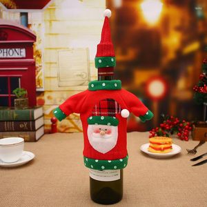 Decoraciones de Navidad 1 PPC Santa Claus Elk Snow Man de nieve Botella de tela bolsas Botellas de la cubierta de la portada Año Party Champagne Decoración de la mesa Decoración del regalo