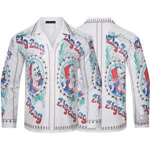 Moda Hawaiian Shirts Floral Carta Floral Prinha Camisa de praia Men Designer Silk Bowling Shirt