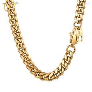 Ketten U7 Cuban Link Chain Halsketten Edelstahl Gold plattiert Bordsteinkette f￼r M￤nner 6mm 18 