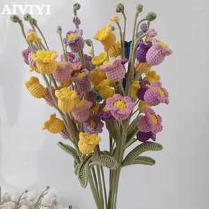 Kwiaty dekoracyjne wełniane kwiat cztery pasma mleko bawełniany wklęsły kształt ręcznie tkana lilia Dolina Dekor Home Decor mały świeży bukiet ślubny