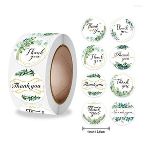 Presentförpackning 500 st/rulla grönska ramar tack klistermärken blomma tätningsetiketter för bröllop/födelsedagspapper