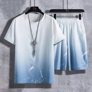 Herrsp￥r 2022 Summer T-shirt Shorts Set Men Casual Set Trend Printing 2-Piece Dr￤kt Fashion Sportswear Tracksuit