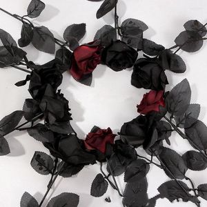 Decorative Flowers 1pc Black Rose Artificial Simulation Valentine Gift Wedding For Home Decoration Silk Roses Fake Flower