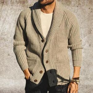 Maglioni da uomo E-BAIHUI Cardigan lavorato a maglia con scollo a V High Street caldo invernale da uomo Casual Slim Jacquard a righe Moda Streetwear