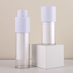 double wall 30ml 50ml airless cosmetic serum bottle 15ml acrylic cylinder white matte