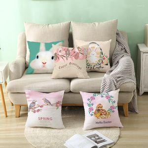 Cushion Decorative Cover Happy Easter Throw Pillow Egg Print Case Home Office Sofa Decor 45x45cm