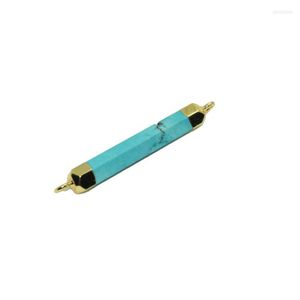 Pendanthalsband 5st Facettered Natural Gem Stone Howlite Hexagonal For Necklace 6x33mm Column Marble Green Blue Connector Women