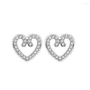 Brincos de garanhão autêntico 925 prata esterlina para mulheres redemoinhos de coração claro cz presente de casamento jóias originais brincos