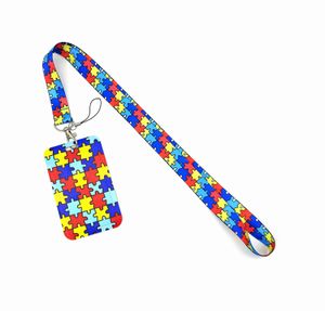 Consapevolezza dell'autismo Modello di puzzle Cordino per cordini con tracolla per chiavi Porta carte d'identità Porta badge Portachiavi Portachiavi Accessori