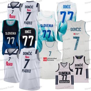 Slovenija 7 Luka Doncic 77 Mens Basketball Jersey White Unicersidad Europea Men Jerseys мягкая ткань