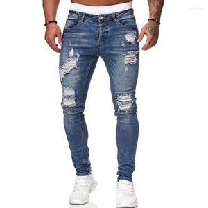 Jeans da uomo 2022 pantaloni skinny estivi strappati alla moda da uomo pantaloni slim in denim elasticizzati uomo nero blu Casual taglia grande