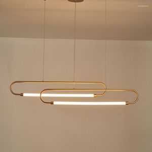 Pendant Lamps Gold Finished Modern LED Lights For Dinning Room Living Kitchen Study Home Suspension Hanging Lamp