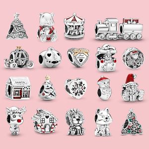 925 Gümüş Fit Pandora Charm Bilezik Boncuk Noel Baba Noel Ağacı Charmes Ciondoli Diy İnce Boncuk Takıları