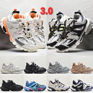 Paris Track 3.0 Spor Sneaker Koşu Ayakkabıları Tasarımcısı Üçlü Gri Tam Bej Erkek Kadın Platformu Temiz Sole Spor Ayakkabı