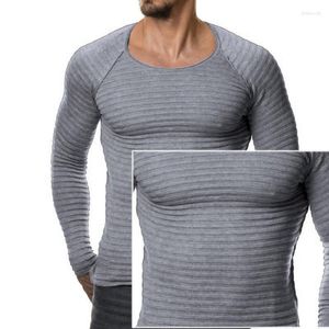 Suéteres masculinos suéter de suéter de inverno malha o-gola longa manga longa listrada slim slim tlayts tampas de musculação