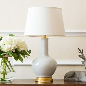 Lampade da tavolo Lampada da comodino in rame Ceramica di fascia alta di lusso per soggiorno Camera da letto decorata LED