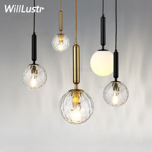 Glass Ball Pendant Lamp Gold Black Metal Suspension Light Home Bedroom Hotel Shop Mall Bar Cafe Modern Ceiling Hanging Lighting