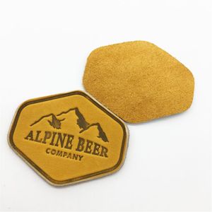 Real leather labels and patches notions Light Brown Color With LOGO Debossed or silk screen printing for clothing bags hat242P