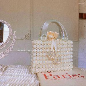 Evening Bags Handmade Pearl Bag Beaded Box Tote Women Party Retro Acrylic Plastic 2022 Summer Dinner Wholesale