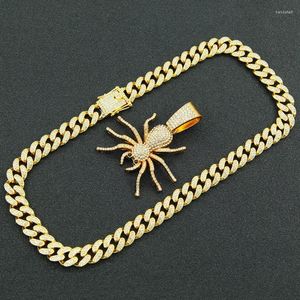 Pendant Necklaces Hip Hop Iced Out Cuban Chains Bling Diamond Animal Spider Mens Miami Gold Chain Charm Jewelry For Men Choker