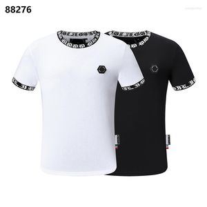 Męskie koszulki 2022 Modna PP Skull T Shirt Men Krótkie rękawie Top Botton O Neck Street Gothic Manchecoute