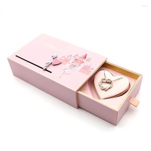 Jewelry Pouches Wedding Cardboard Boxes Engagement Romantic Gift Casket Pendent Necklace Ring Packaging Case