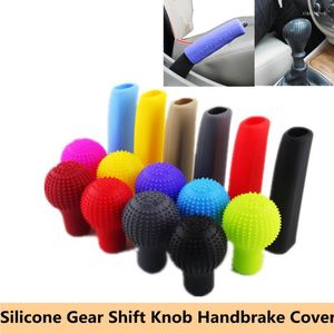 Interiörstillbehör Bil Auto Round -formad silikonväxelväxling Knob täcker manuell automatisk nonslip spak knoppar ära handbromshandtag