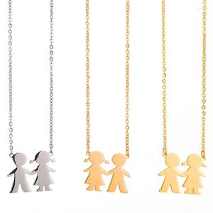 Chains Simplicity Stainless Steel Necklace Boy/Girl Pendant Charm Brother And Sister Friendship Gift Couple Jewelry