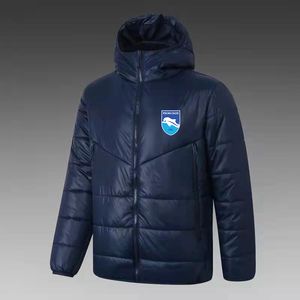 Delfino Pescara 1936 Men's Down Hoodie Jacket Winter Leisure Sport Coat Full Zipper Sports Outdoor Warm Sweatshirt Logo Custom