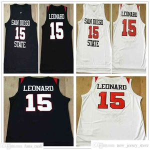 NCAA Koleji #15 Kawhi Leonard Jersey Blue White Üniversitesi Dikişli Kawhi Leonard Basketbol Formaları Gömlek