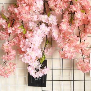 Decorative Flowers 1Pc INS Style Plant Wall Cherry Blossoms Spring Japanese Sakura Artificial Flower Bonsai DIY Home Wedding Decoration