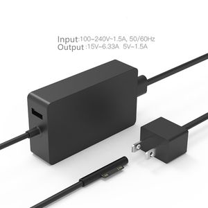 Power Adapter Charger US 15V 6.33A 102W Laptop AC 5V 1.5A USB iPhone för Microsoft Surface Book 2 Samsung mobiltelefon