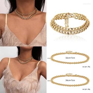 Łańcuchy 1PC kubańskie punkowe choker naszyjnik stwierdzenie Hip Hop Big Chunky Aluminium Gold Kolor Grube łańcuch biżuteria