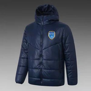 Troyes AC Men's Down Hoodie Jacket Winter Leisure Sport Coat Full Zipper Sports Outdoor Warm Sweatshirt Logo Custom