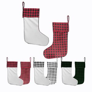 Sublimation Blank Stockings Christmas Burlap Fireplace Hanging Socks Polyester Xmas Stocking Set Blanks for Holiday Decoration