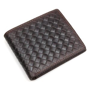 Män äkta läder plånbok lyx män kort plånbok bifold casual vintage design kreditkort hållare ficka mode retro handväska mens wall229e