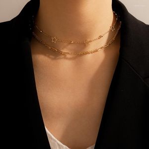 Ожерелье Чокера Huatang Boho Hollow Little Star Choker Collece для женщин девочки очаровательные золотые цвета клавиля