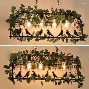 Pendant Lamps American Wrought Iron Industrial Wind Plant Bird Lights E27 Villa Garden Aisle Decorative Lamp WF1018509