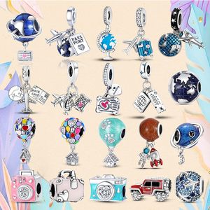 925 Charms in argento con perline Pandora Charm Bracciale Viaggi Aereo charmes ciondoli Gioielli fai-da-te con perline fini