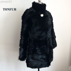 Women's fur Faux 100% Pure Real Coat For Women Natural Full Whole Skin Rabbit Fur Outfit Female Standard Collar Jacket WSR60 L220829