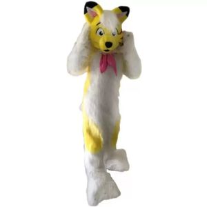 Costume da mascotte Fursuit di volpe gialla Husky Personaggio di tema anime dei cartoni animati di alta qualità Vestito unisex per adulti di carnevale Vestito da esterno per feste di compleanno di Natale