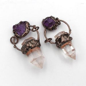 Pendant Necklaces 5pcs Irregular Natural Clear Quartz Amethyst Crystal Point Stone Reiki Healing Energy Charms Women Gifts
