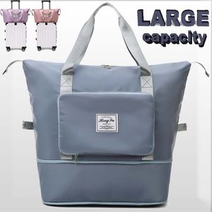 Büyük kapasiteli katlanır seyahat çantası kadın çantaları büyük kapasiteli el bagaj tote duffel set Lady Men Dropshipping