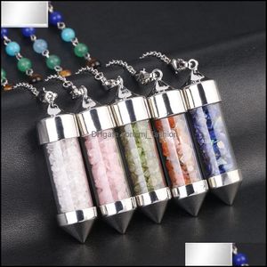 Pendant Necklaces Glass Mini Wishing Bottle Pendant Seven Chakra Divination Dowsing Cone Point Pendum Yoga Pendants Amet Wi Mjfashion Dhlyz