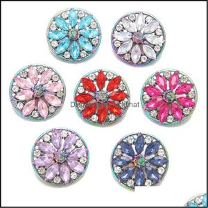 CLASPS HOOKS NOOSA PLATING DAZZLING Oval Crystal Flower Snap Button Fit DIY 18mm Button Armband Halsband Acc Jewelry Dhseller2010 DHZXC