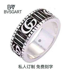 S925 Yüzük Vintage Ring Erkek ve Kadın Moda Kalıcı Yıkanabilir Çifti Gelişmiş Hediye Verici Sevgililer Günü
