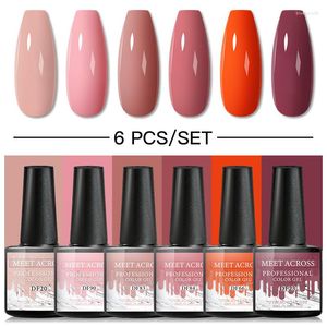 Nail Art Kits MEET ACROSS 4/6 Pcs Color Gel Polish Set 60 Colors Semi Permanent UV Led Varnish Soak Off Lacquers Base Top Coat